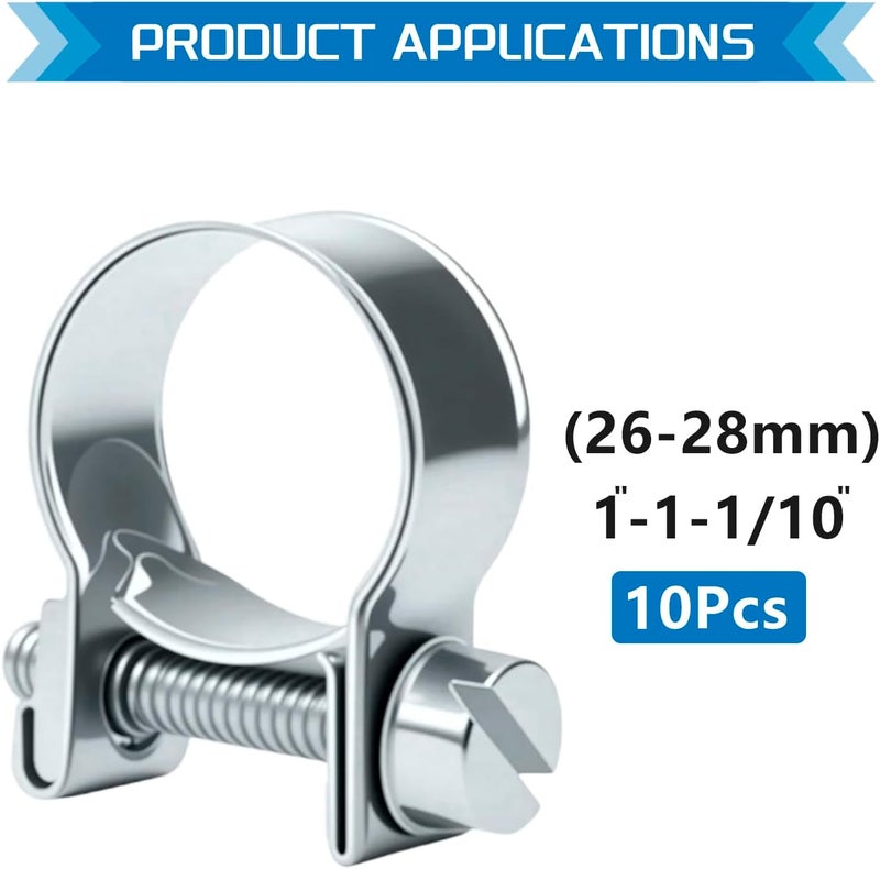 JTAREA 26-28MM Fuel Injection Hose Clamps 1"-1-1/10" Gas Line Clamps Pipe Clamp for Automotive Diesel Petrol Pipes - Image 2